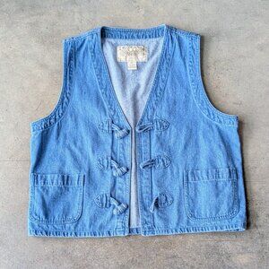 Vintage Sostanza Blue Toggle Front Denim Vest medium